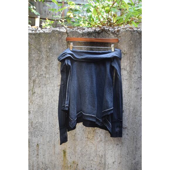 Free People Dark Charcoal Asymmetrical Off-Shoulder Top – Size XS - Picture 2 of 6